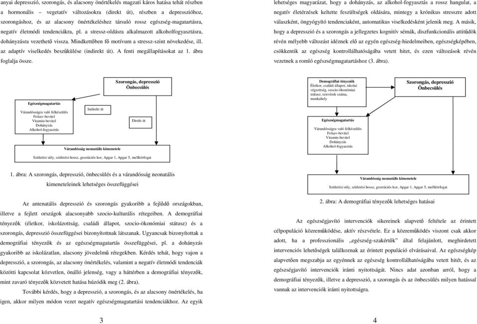 Mindkettıben fı motívum a stressz-szint növekedése, ill. az adaptív viselkedés beszőkülése (indirekt út). A fenti megállapításokat az 1. ábra foglalja össze.