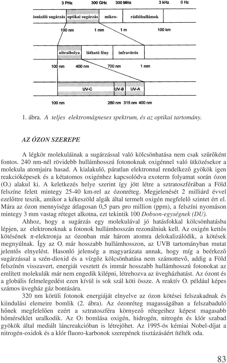 A kialakuló, páratlan elektronnal rendelkez gyökök igen reakcióképesek és a kétatomos oxigénhez kapcsolódva exoterm folyamat során ózon (O 3 ) alakul ki.