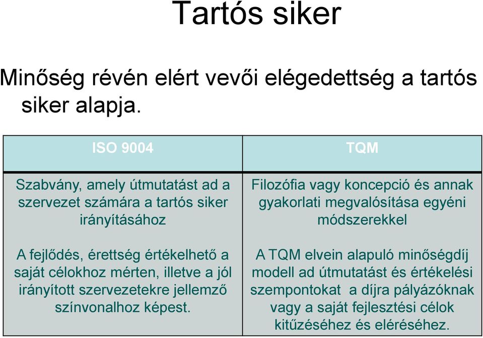 célokhoz mérten, illetve a jól irányított szervezetekre jellemző színvonalhoz képest.