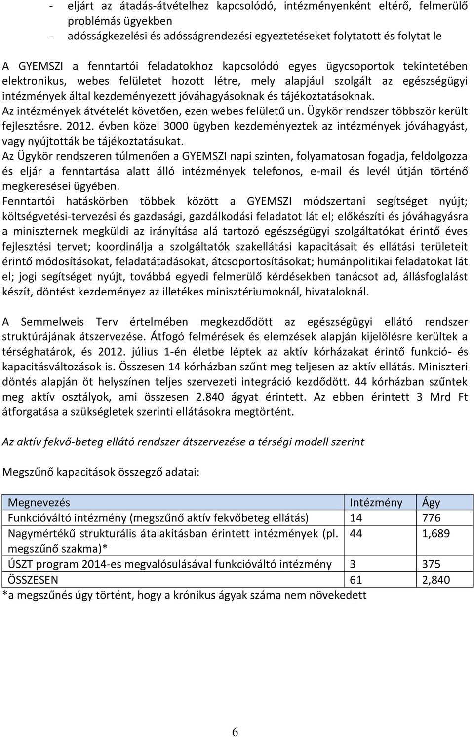 tájékoztatásoknak. Az intézmények átvételét követően, ezen webes felületű un. Ügykör rendszer többször került fejlesztésre. 2012.