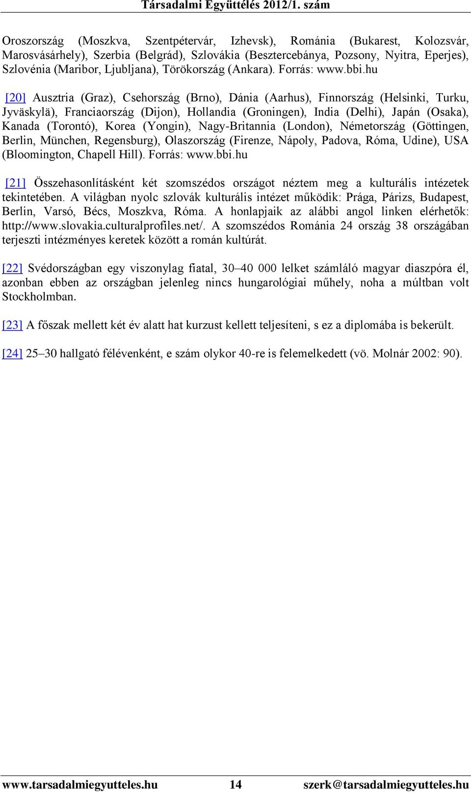 hu [20] Ausztria (Graz), Csehország (Brno), Dánia (Aarhus), Finnország (Helsinki, Turku, Jyväskylä), Franciaország (Dijon), Hollandia (Groningen), India (Delhi), Japán (Osaka), Kanada (Torontó),