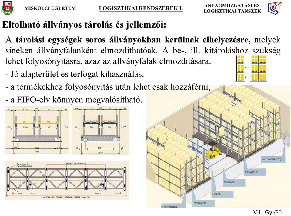 kitároláshoz szükség lehet folyosónyitásra, azaz az állványfalak elmozdítására.