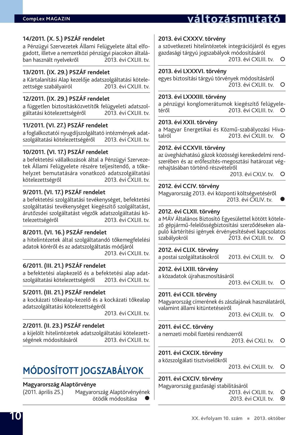 ) PSZÁF rendelet a független biztosításközvetítők felügyeleti adatszolgáltatási kötelezettségéről 11/2011. (VI. 27.