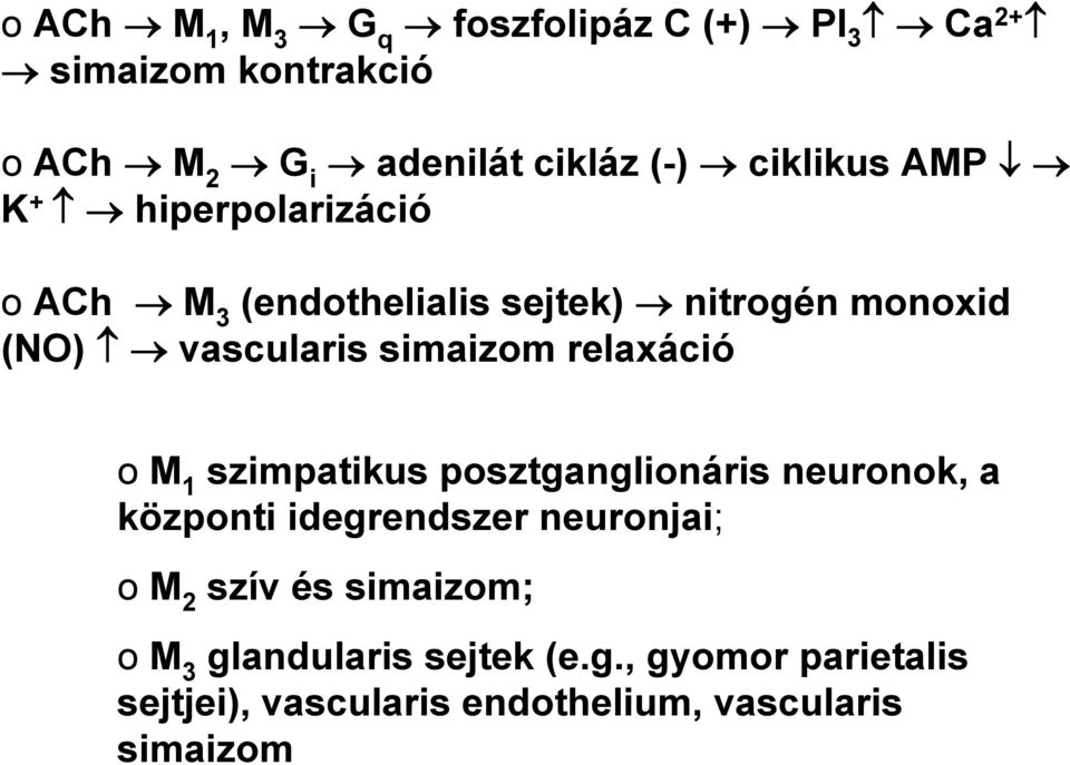 simaizom relaxáció o M 1 szimpatikus posztganglionáris neuronok, a központi idegrendszer neuronjai; o M 2