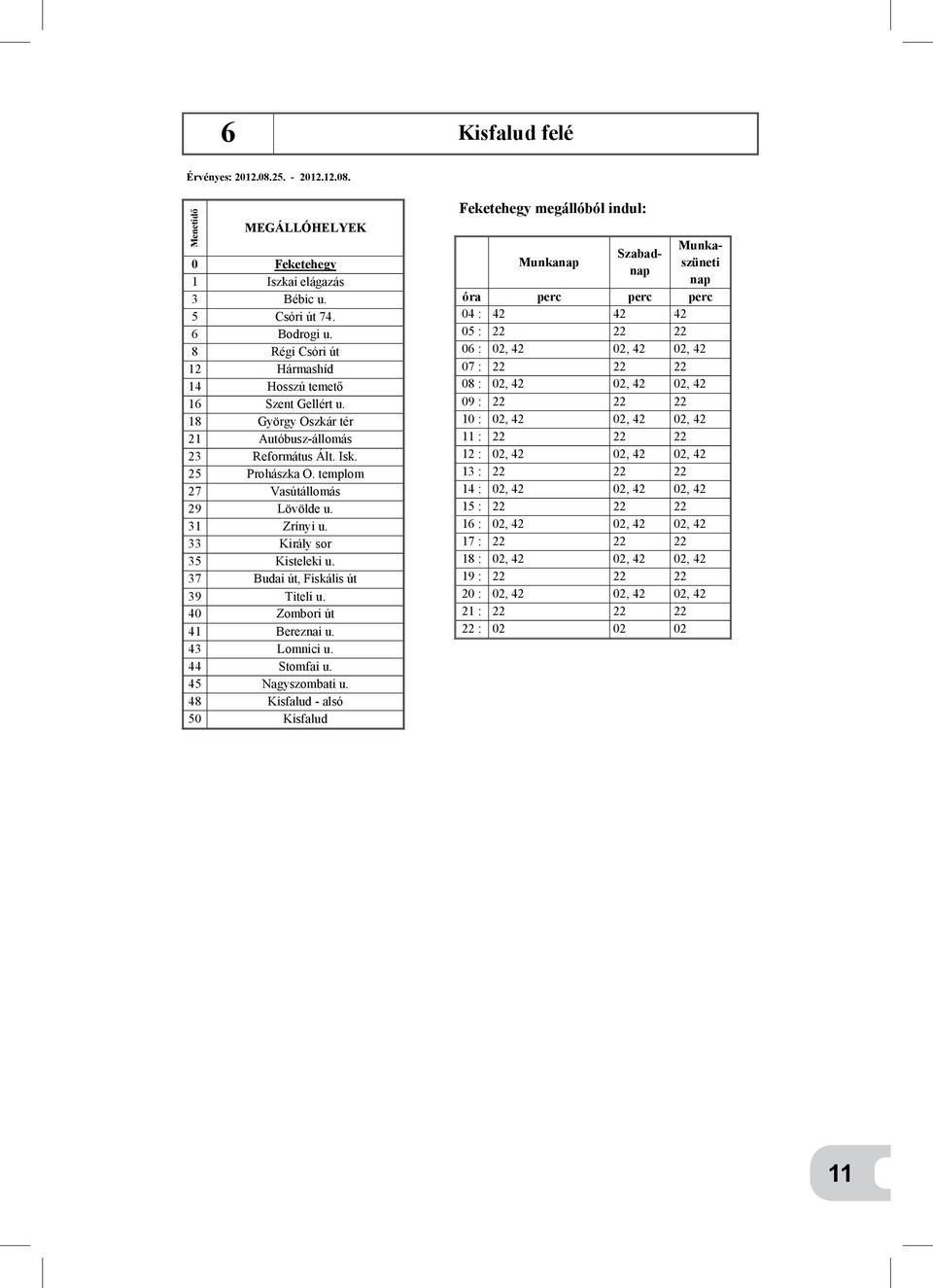 40 Zombori út 41 Bereznai u. 43 Lomnici u. 44 Stomfai u. 45 Nagyszombati u.