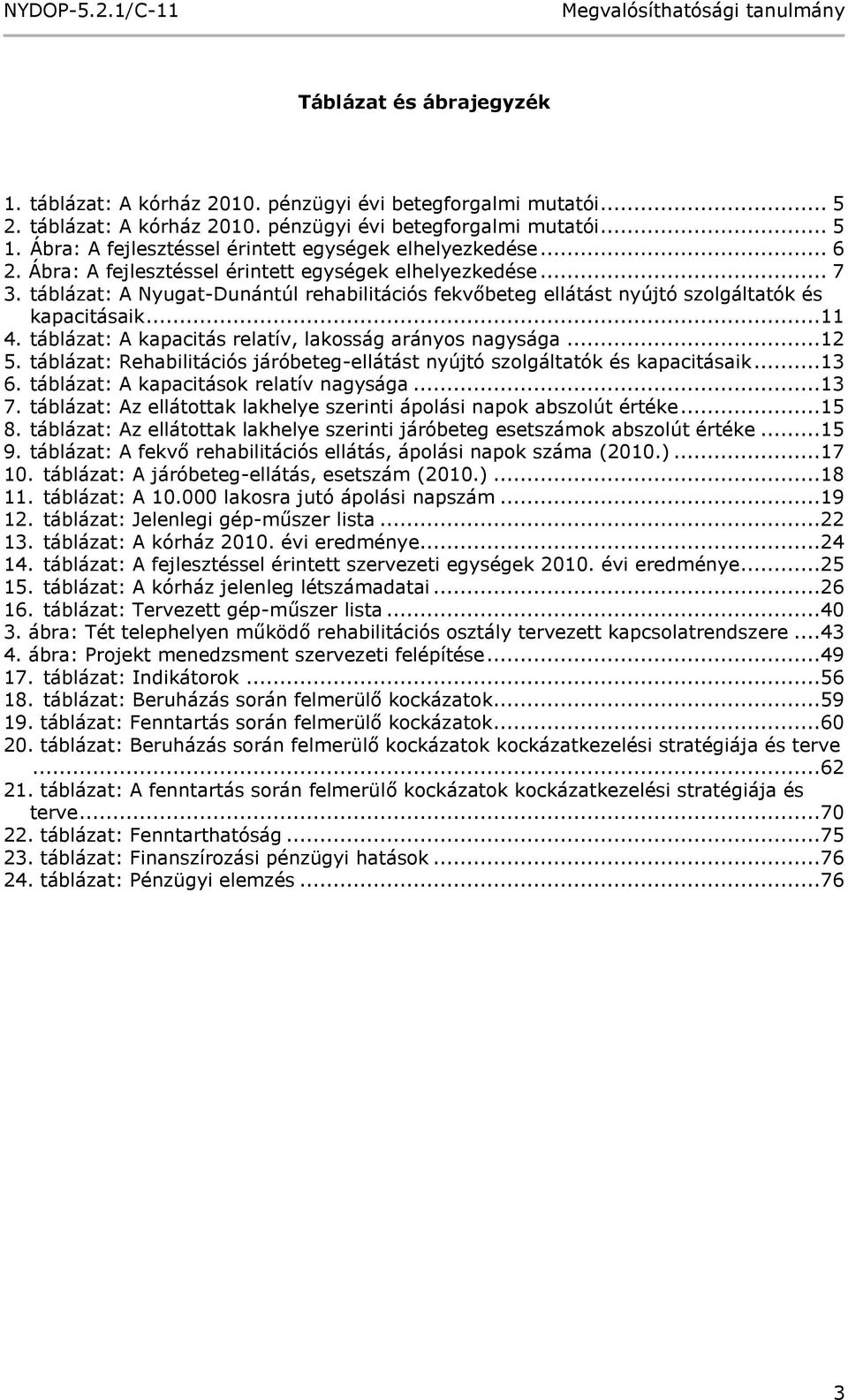 táblázat: A Nyugat-Dunántúl rehabilitációs fekvőbeteg ellátást nyújtó szolgáltatók és kapacitásaik...11 4. táblázat: A kapacitás relatív, lakosság arányos nagysága...12 5.