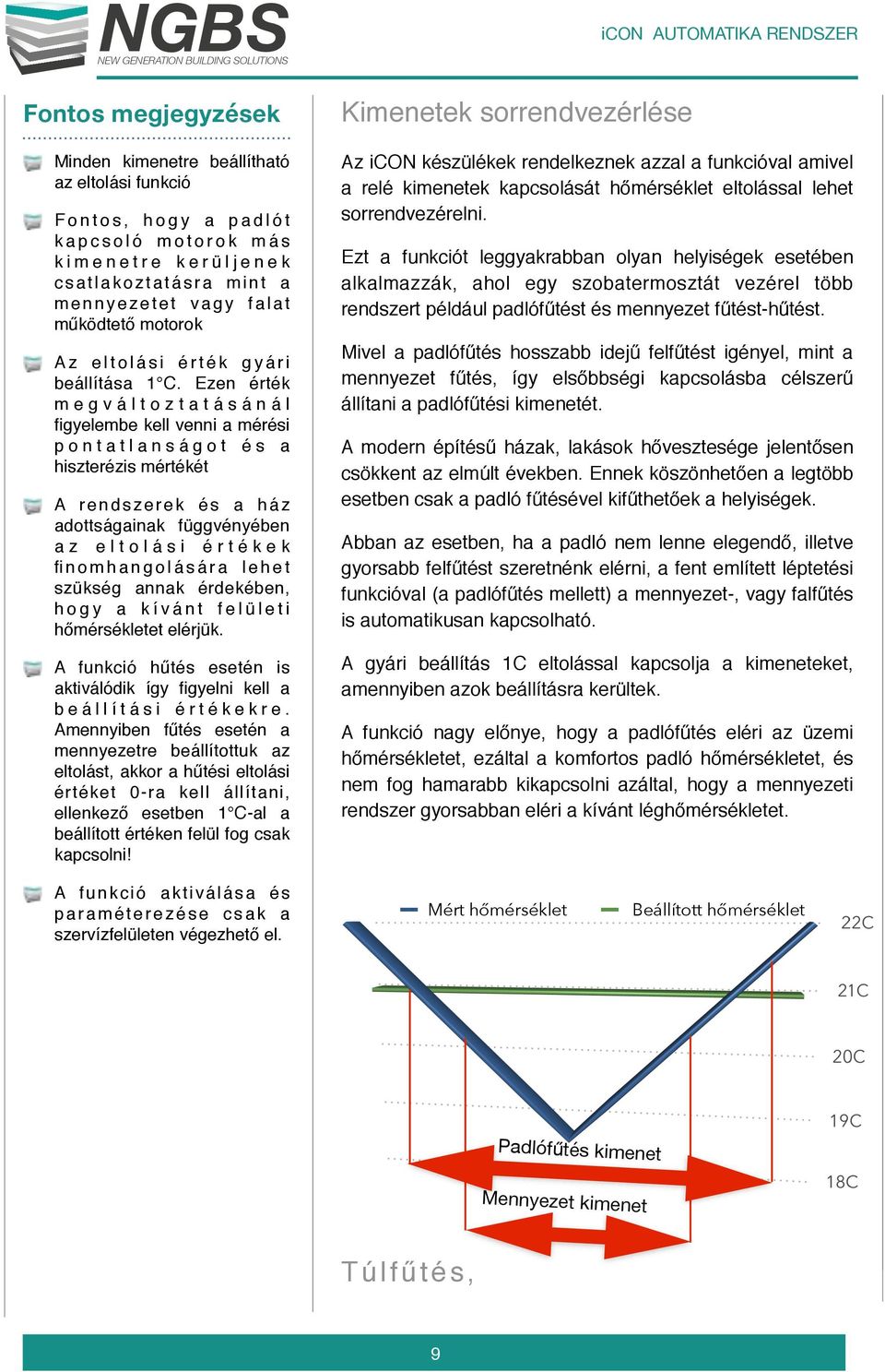 Ezen érték megváltoztatásánál figyelembe kell venni a mérési p o n t a t l a n s á g o t é s a hiszterézis mértékét A rendszerek és a ház adottságainak függvényében a z e l t o l á s i é r t é k e k