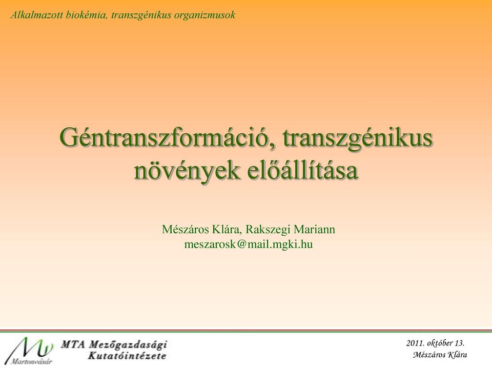 transzgénikus növények előállítása,