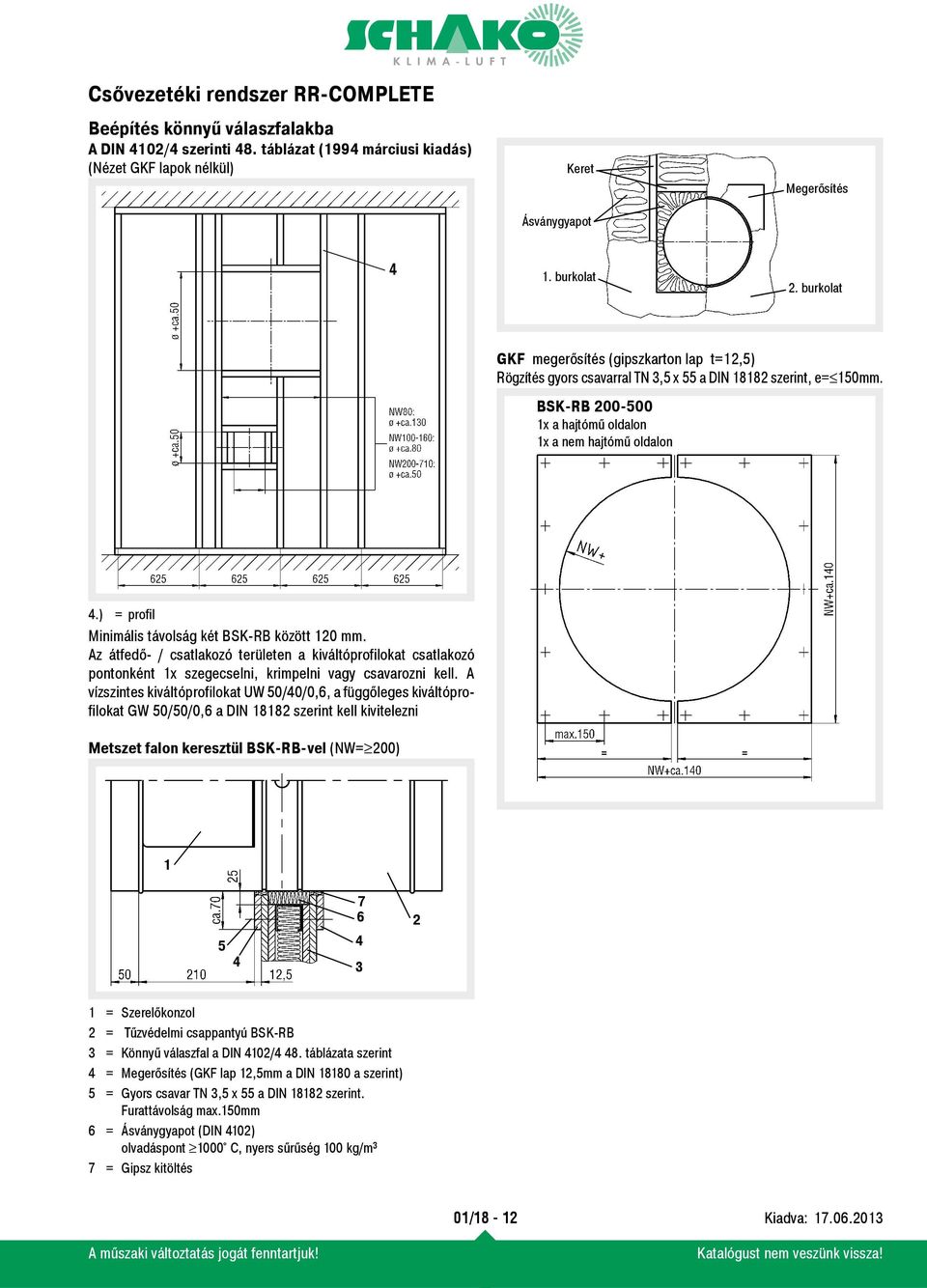 ) = profil Minimális távolság két BSK-RB között 120 mm. Az átfedő- / csatlakozó területen a kiváltóprofilokat csatlakozó pontonként 1x szegecselni, krimpelni vagy csavarozni kell.