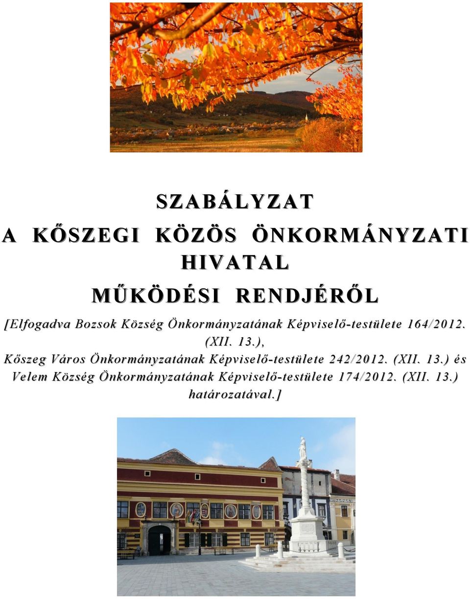 ), Kőszeg Város Önkormányzatának Képviselő-testülete estülete 242/2012. (XII. 13.