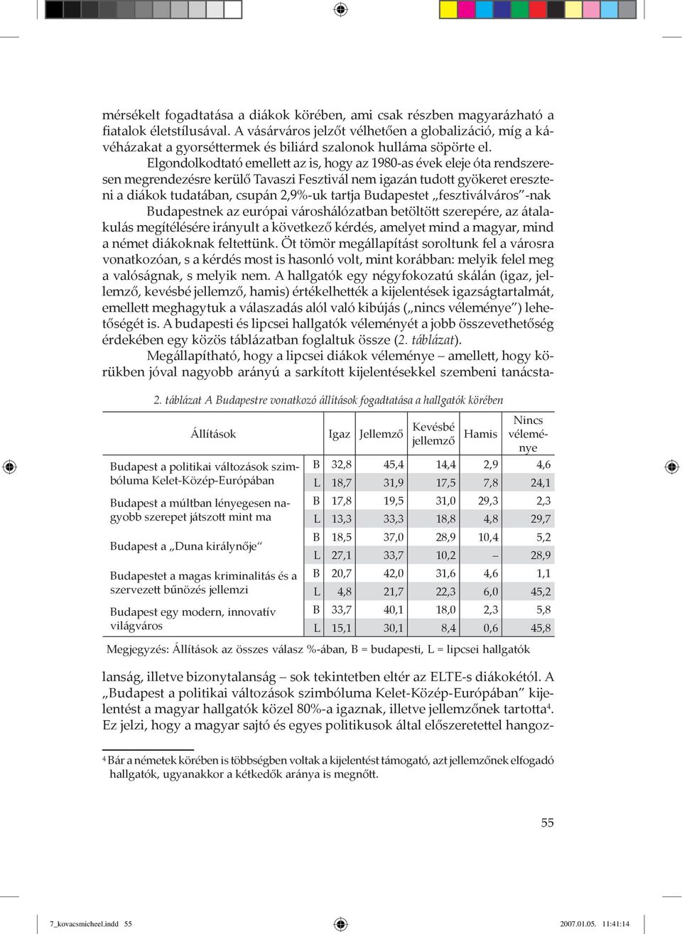 Budapestet a magas kriminalit s és a szervezett bűnözés jellemzi B 18,5 37,0 28,9 10,4 5,2 L 27,1 33,7 10,2 28,9 B 20,7 42,0 31,6 4,6 1,1 L 4,8 21,7 22,3 6,0 45,2 Budapest egy modern, innovatív B