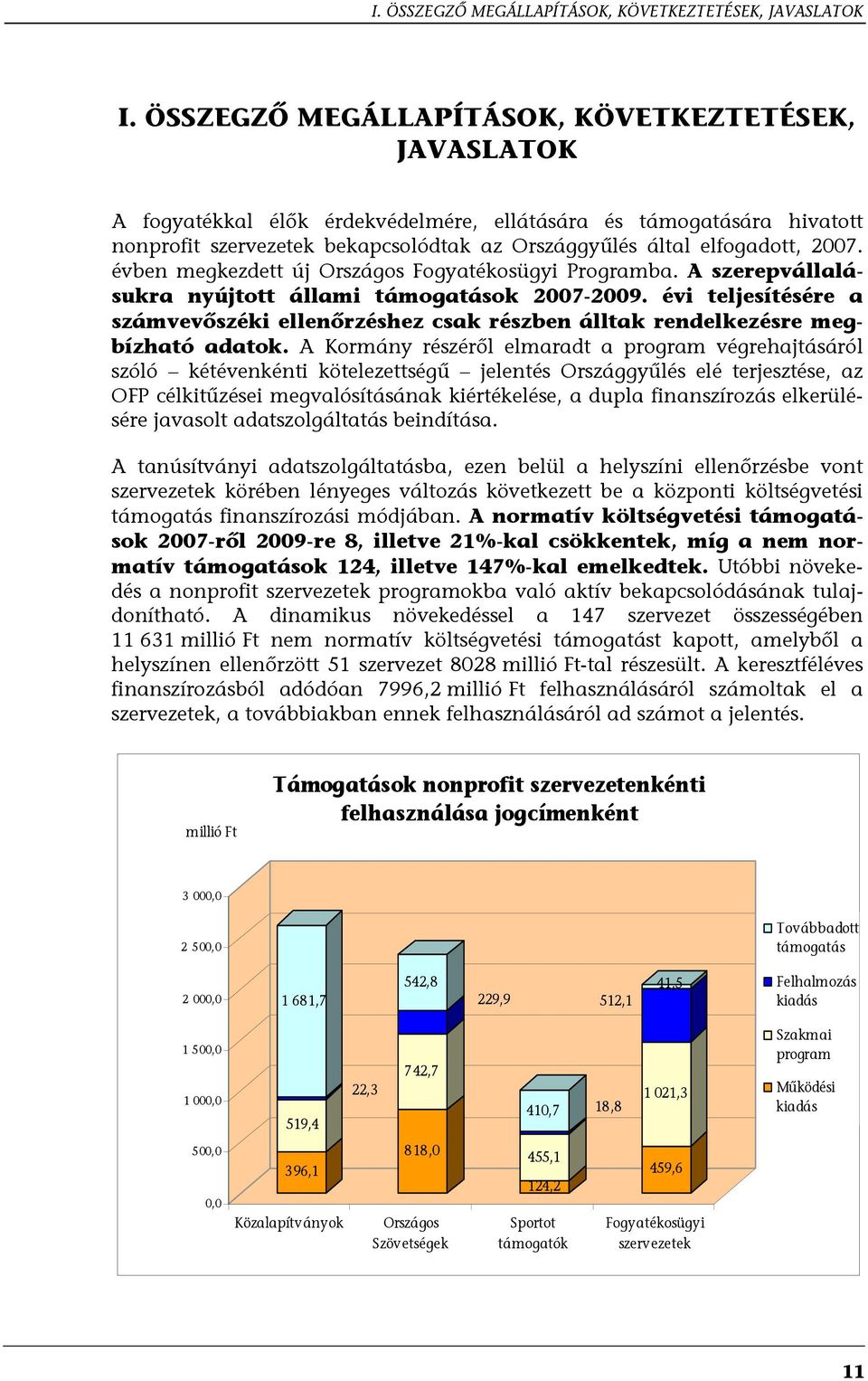 évben megkezdett új Országos Fogyatékosügyi Programba. A szerepvállalásukra nyújtott állami támogatások 2007-2009.