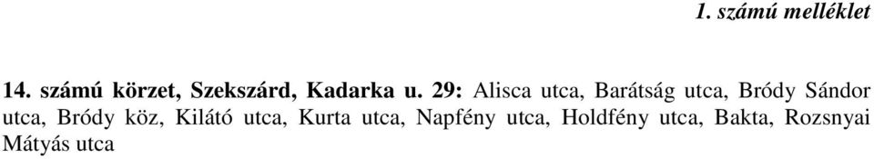 29: Alisca utca, Barátság utca, Bródy Sándor utca,