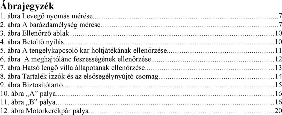 ábra A meghajtólánc feszességének ellenőrzése...12 7. ábra Hátsó lengő villa állapotának ellenőrzése...13 8.