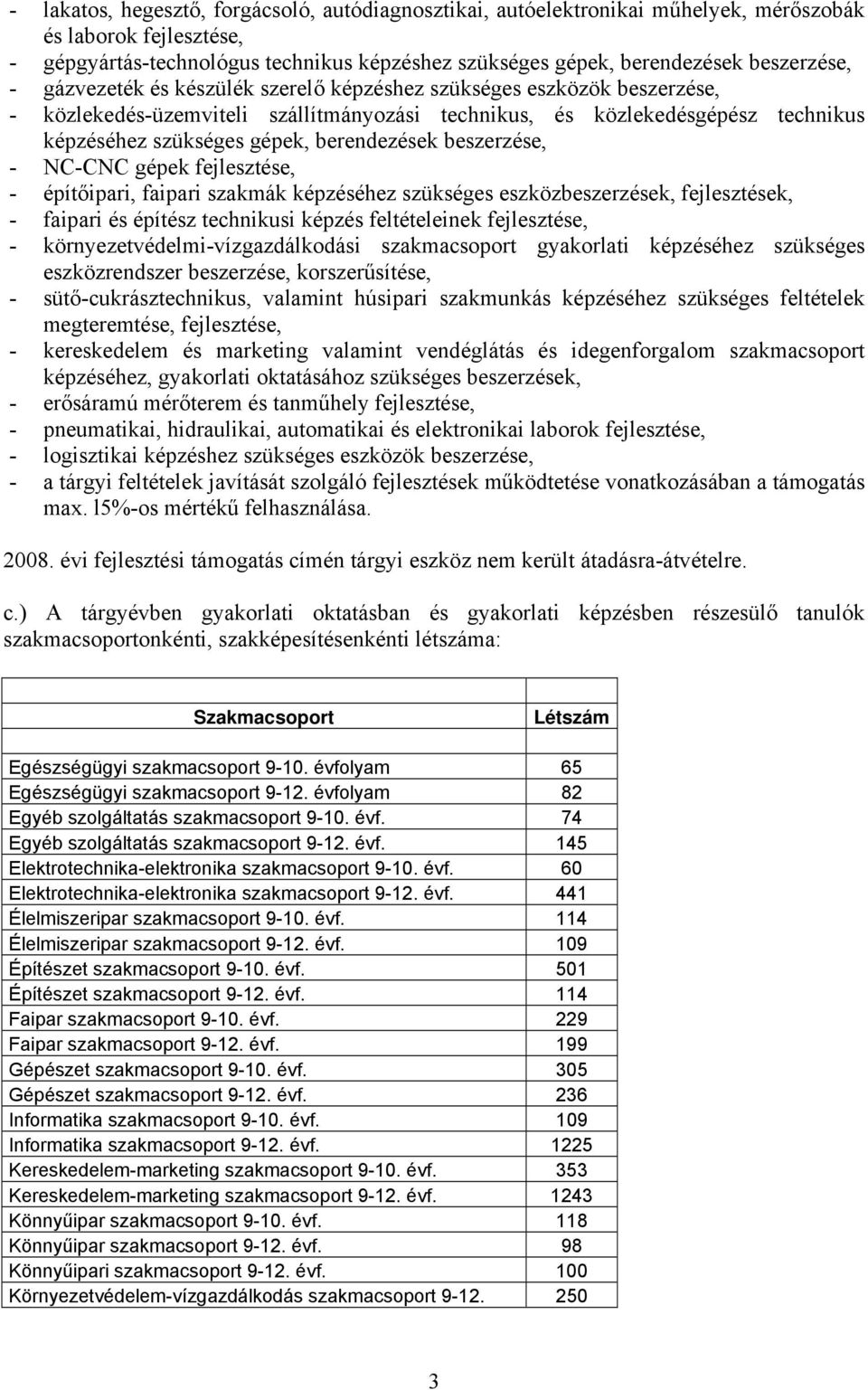 berendezések beszerzése, - NC-CNC gépek fejlesztése, - építőipari, faipari szakmák képzéséhez szükséges eszközbeszerzések, fejlesztések, - faipari és építész technikusi képzés feltételeinek