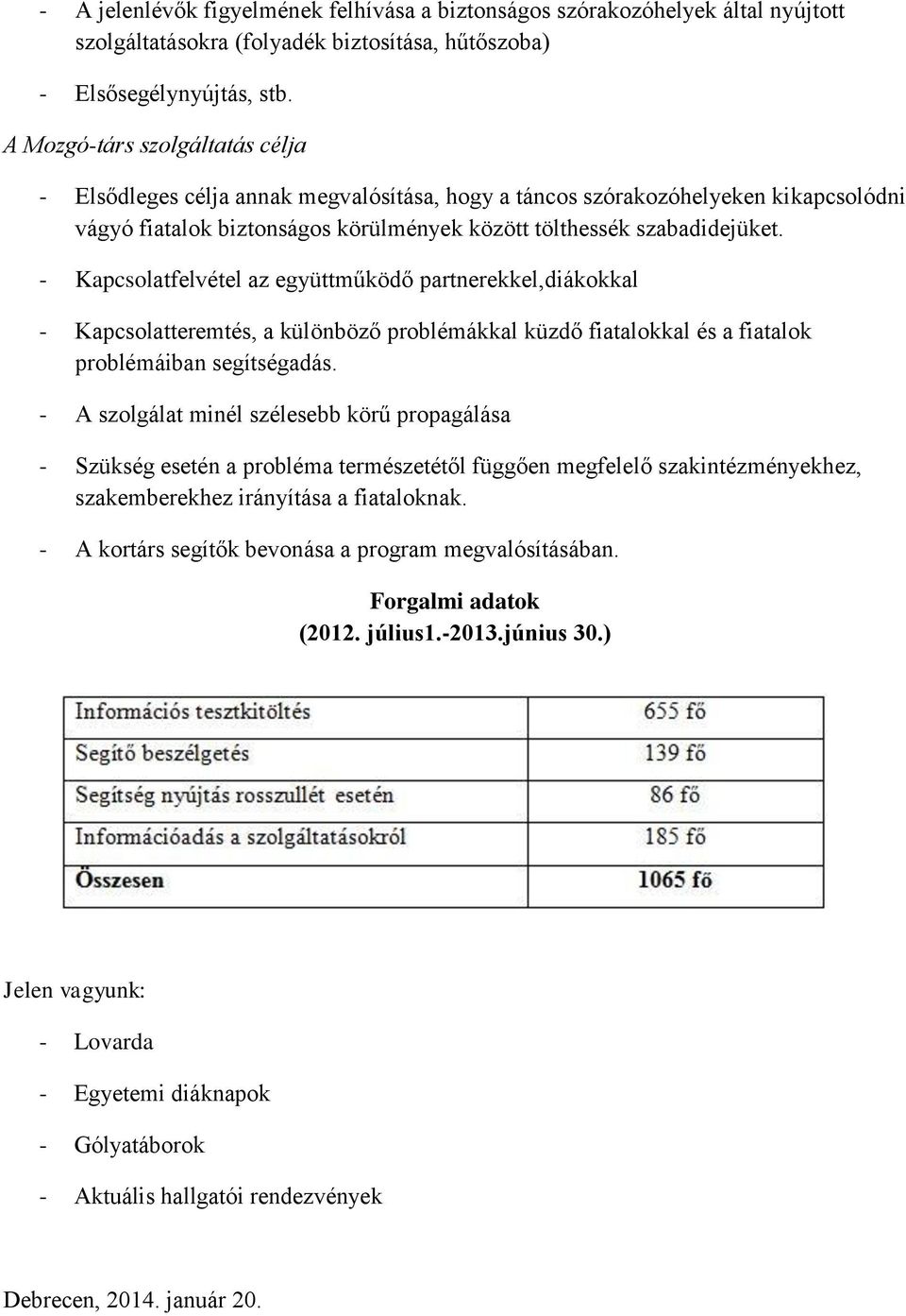 - Kapcsolatfelvétel az együttműködő partnerekkel,diákokkal - Kapcsolatteremtés, a különböző problémákkal küzdő fiatalokkal és a fiatalok problémáiban segítségadás.