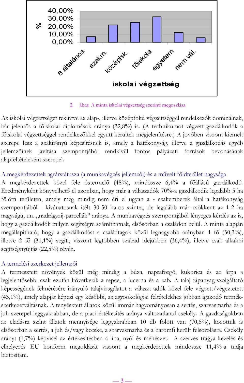 (32,8%) is. (A technikumot végzett gazdálkodók a főiskolai végzettséggel rendelkezőkkel együtt kerültek megjelenítésre.