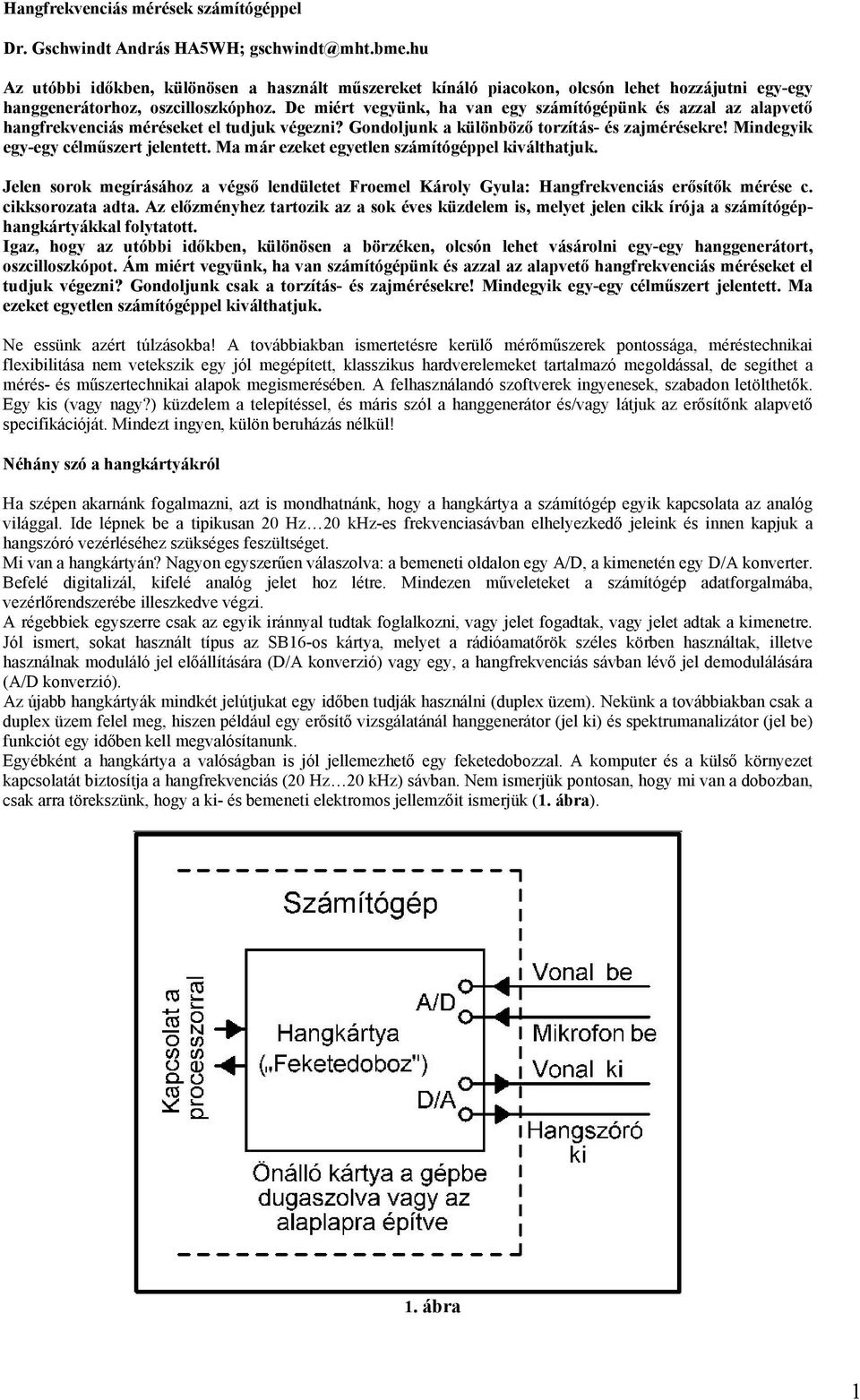 De miért vegyünk, ha van egy számítógépünk és azzal az alapvető hangfrekvenciás méréseket el tudjuk végezni? Gondoljunk a különböző torzítás- és zajmérésekre! Mindegyik egy-egy célműszert jelentett.