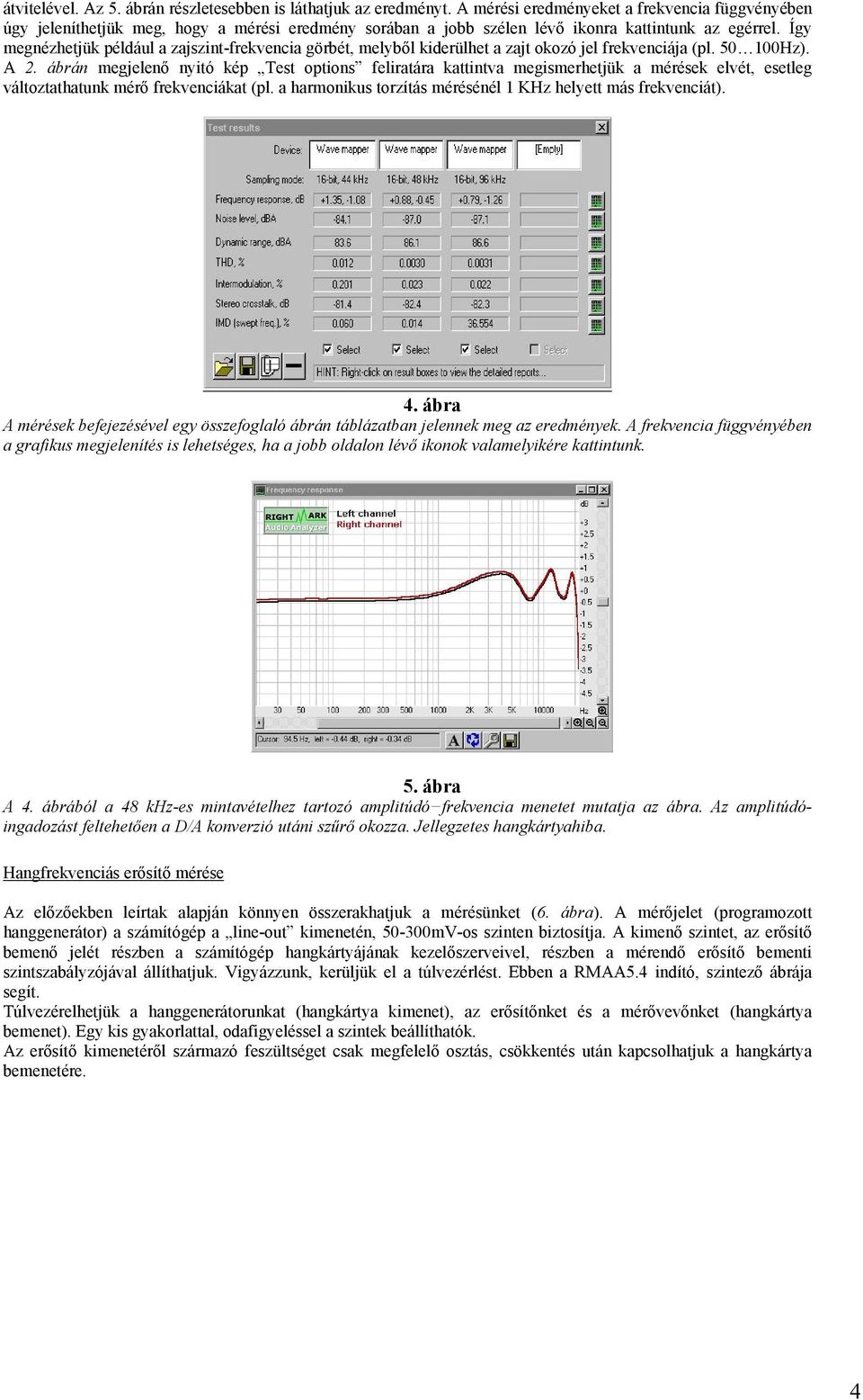 Így megnézhetjük például a zajszint-frekvencia görbét, melyből kiderülhet a zajt okozó jel frekvenciája (pl. 50 100Hz). A 2.