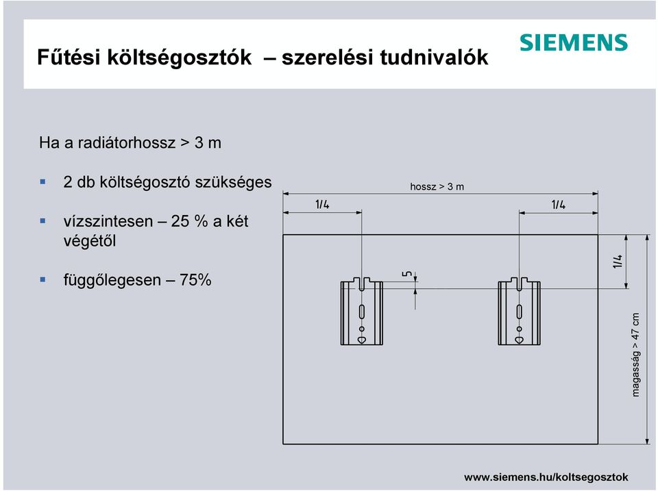 szükséges hossz > 3 m vízszintesen 25 % a