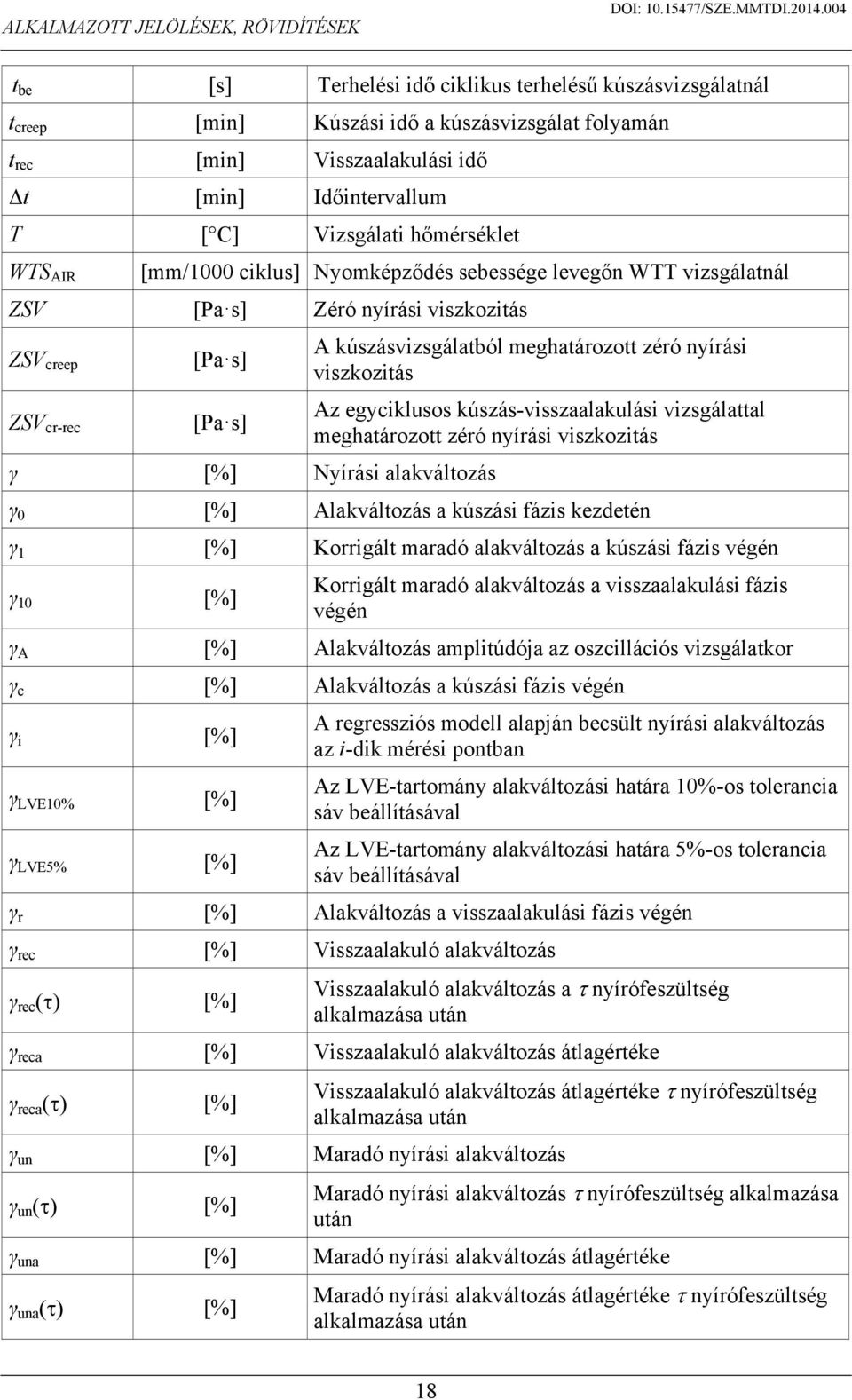 Nyírási alakváltozás A kúszásvizsgálatból meghatározott zéró nyírási viszkozitás Az egyciklusos kúszás-visszaalakulási vizsgálattal meghatározott zéró nyírási viszkozitás γ 0 [%] Alakváltozás a