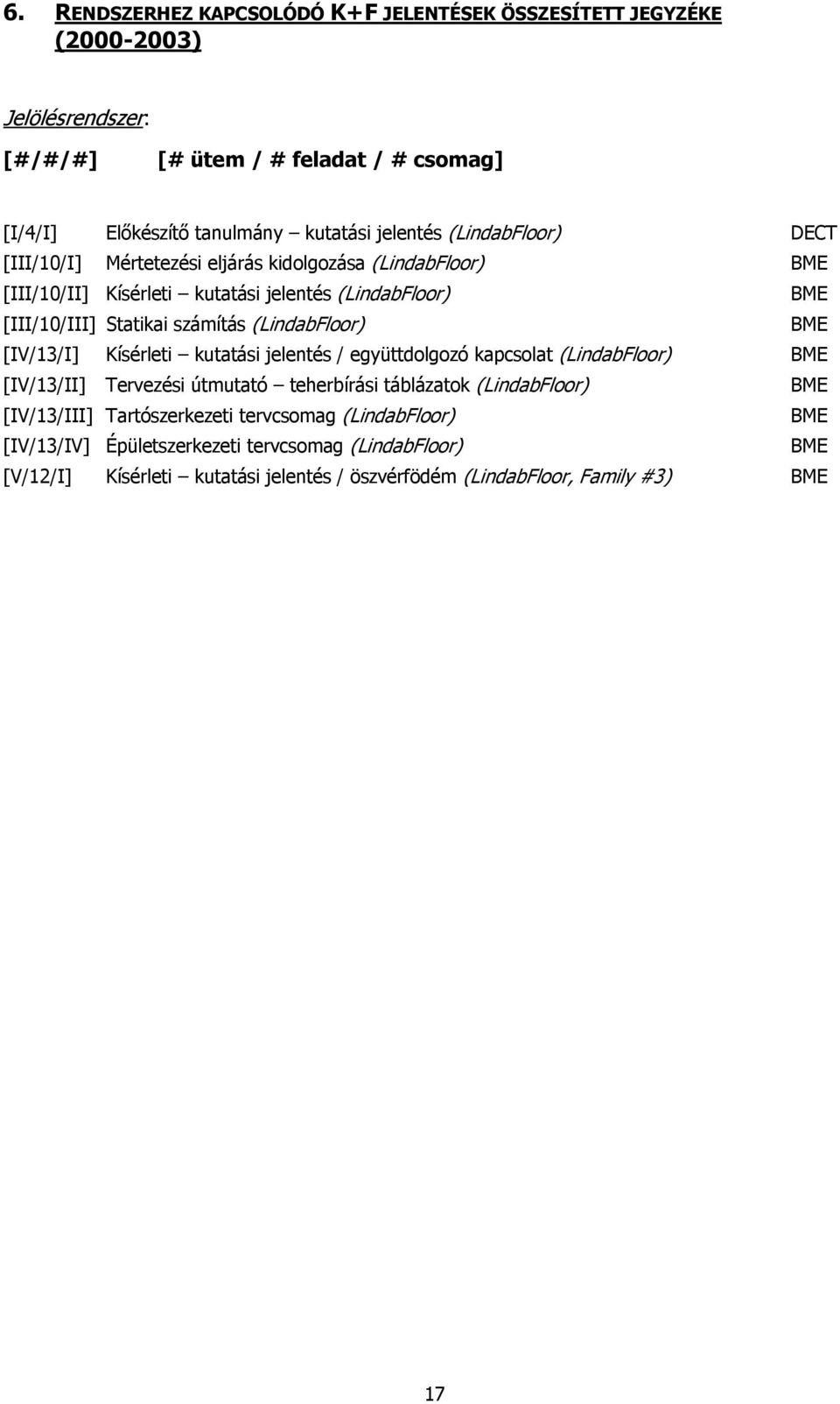 (LindabFloor) BME [IV/13/I] Kísérleti kutatási jelentés / együttdolgozó kapcsolat (LindabFloor) BME [IV/13/II] Tervezési útmutató teherbírási táblázatok (LindabFloor) BME