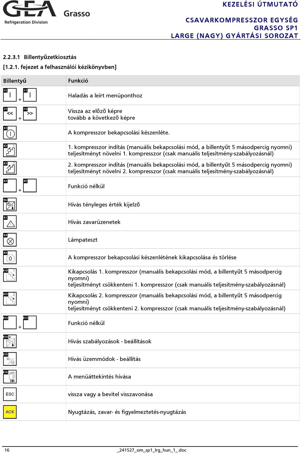 kompresszor indítás (manuális bekapcsolási mód, a billentyűt 5 másodpercig nyomni) teljesítményt növelni 2.