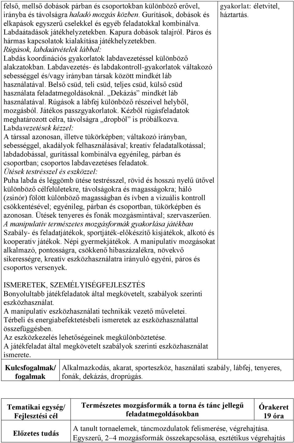 Rúgások, labdaátvételek lábbal: Labdás koordinációs gyakorlatok labdavezetéssel különböző alakzatokban.