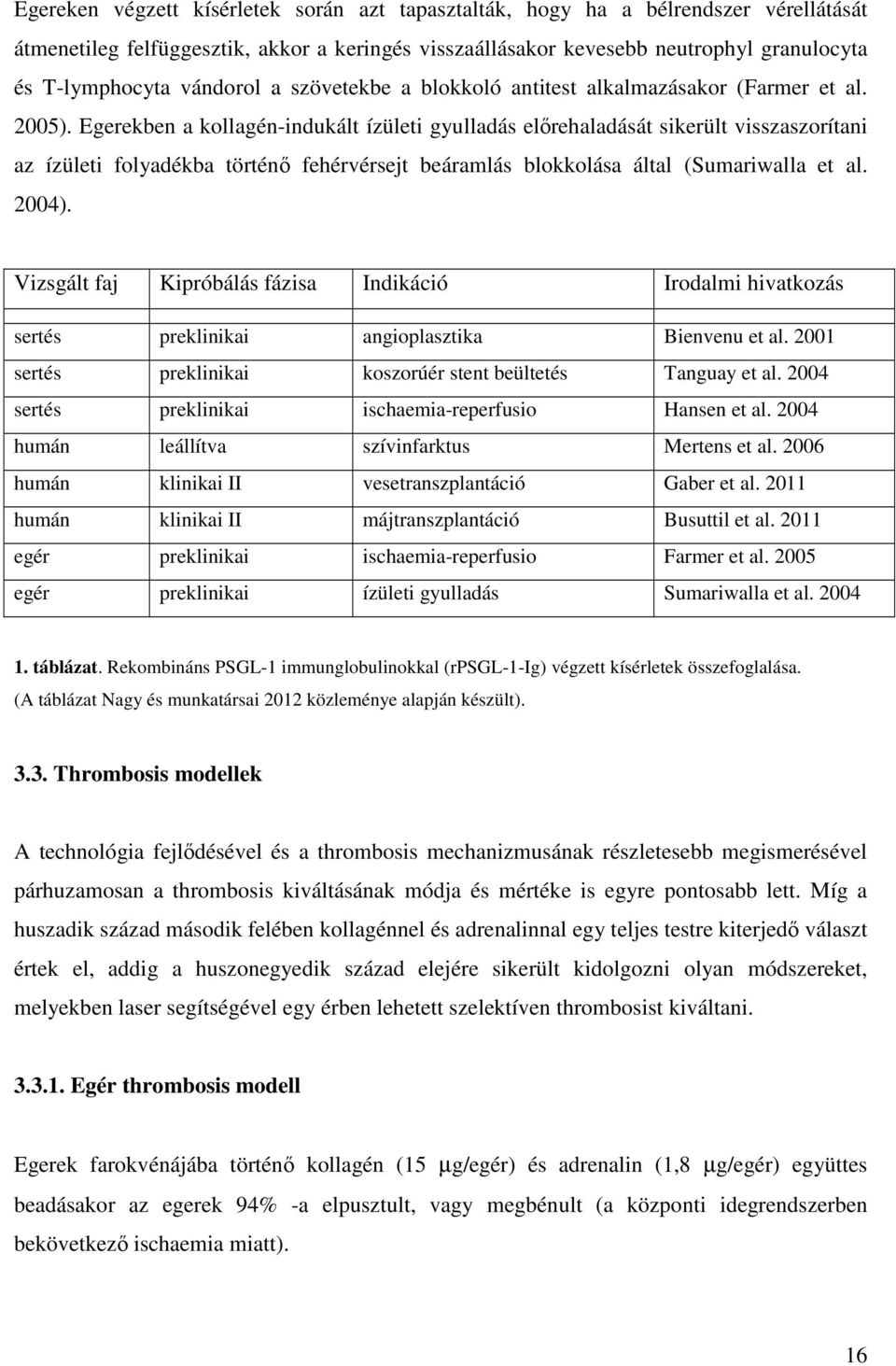 Egerekben a kollagén-indukált ízületi gyulladás előrehaladását sikerült visszaszorítani az ízületi folyadékba történő fehérvérsejt beáramlás blokkolása által (Sumariwalla et al. 2004).