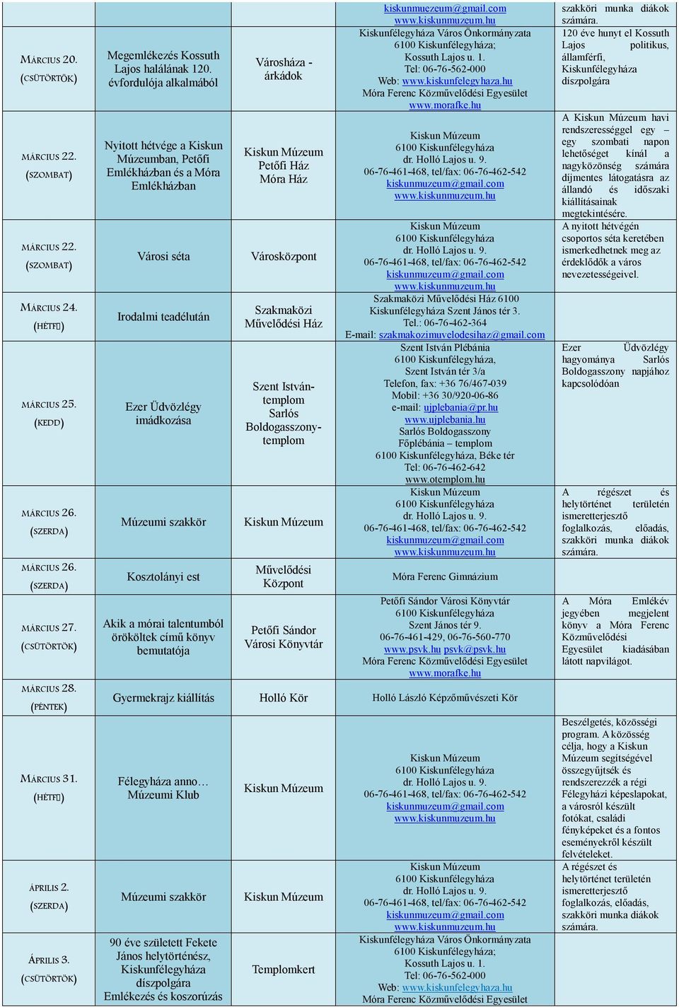 örököltek című könyv bemutatója - árkádok Petőfi Ház Móra Ház Városközpont Ház Szent Istvántemplom kiskunmuezeum@gmail.