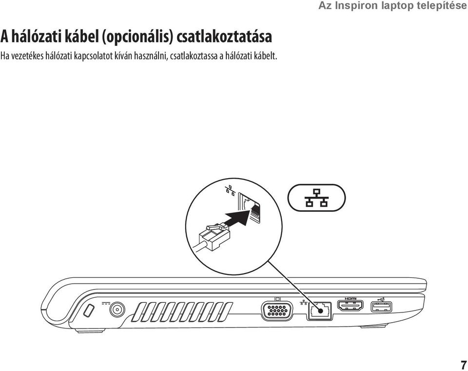 vezetékes hálózati kapcsolatot kíván