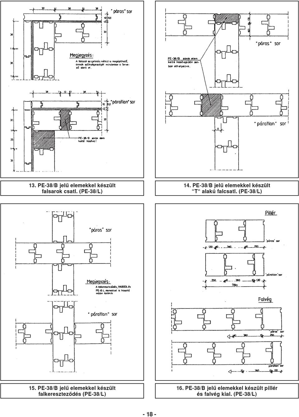 PE-38/B jelû elemekkel készült falkeresztezõdés (PE-38/L) 16.