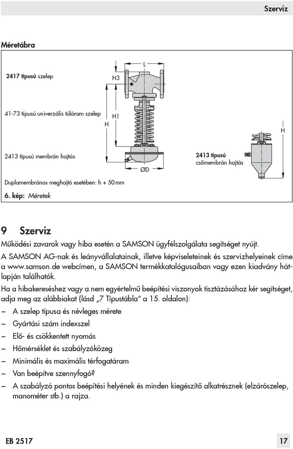 A SAMSON AG-nak és leányvállalatainak, illetve képviseleteinek és szervizhelyeinek címe a www.samson.de webcímen, a SAMSON termékkatalógusaiban vagy ezen kiadvány hátlapján találhatók.