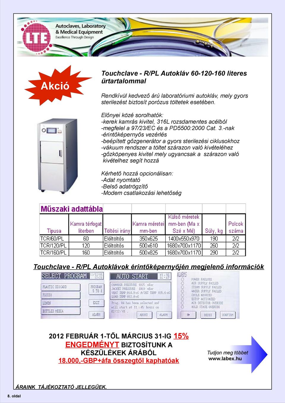 6L rozsdamentes acélból -megfelel a 97/23/EC és a PD5500:2000 Cat. 3.