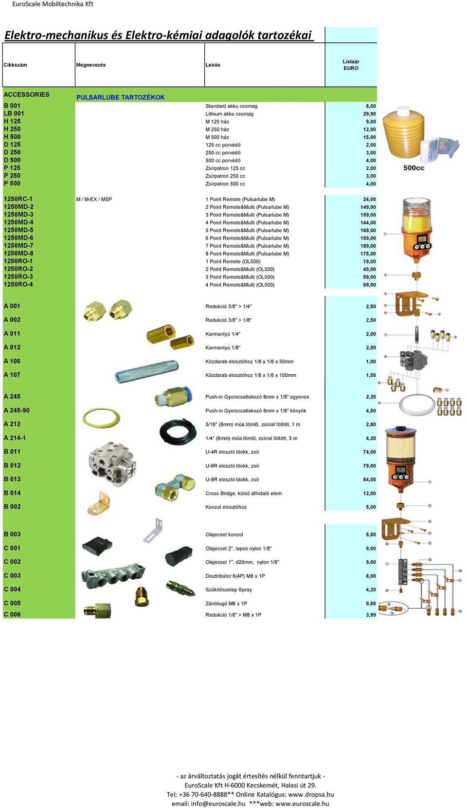 500 cc 4,00 50RC-1 M / M-EX / MSP 1 Point Remote (Pulsarlube M) 24,00 50MD-2 2 Point Remote&Multi (Pulsarlube M) 9,00 50MD-3 3 Point Remote&Multi (Pulsarlube M) 159,00 50MD-4 4 Point Remote&Multi