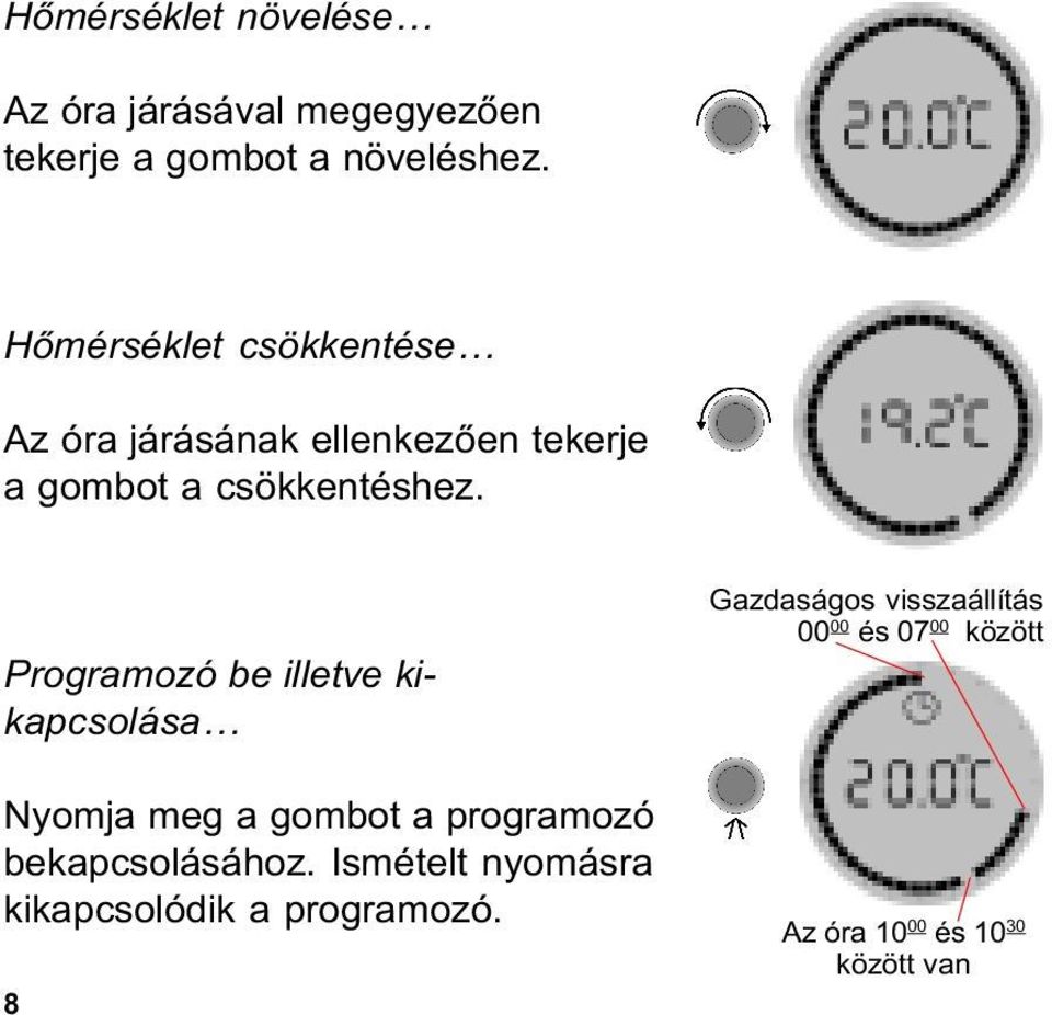 Programozó be illetve kikapcsolása Nyomja meg a gombot a programozó bekapcsolásához.