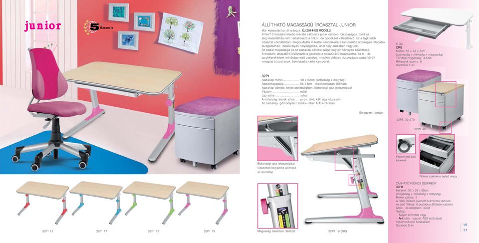 Ez a legkisebb íróasztal a kínálatban, mégis ideális mérettel rendelkezik a tanuláshoz szükséges feladatok elvégzéséhez. Ideális olyan helyiségekbe, ahol hely szükében vagyunk.