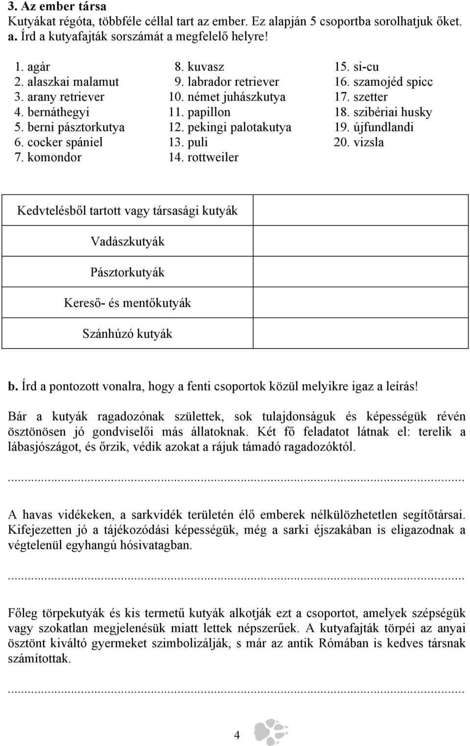 rottweiler 15. si-cu 16. szamojéd spicc 17. szetter 18. szibériai husky 19. újfundlandi 20.