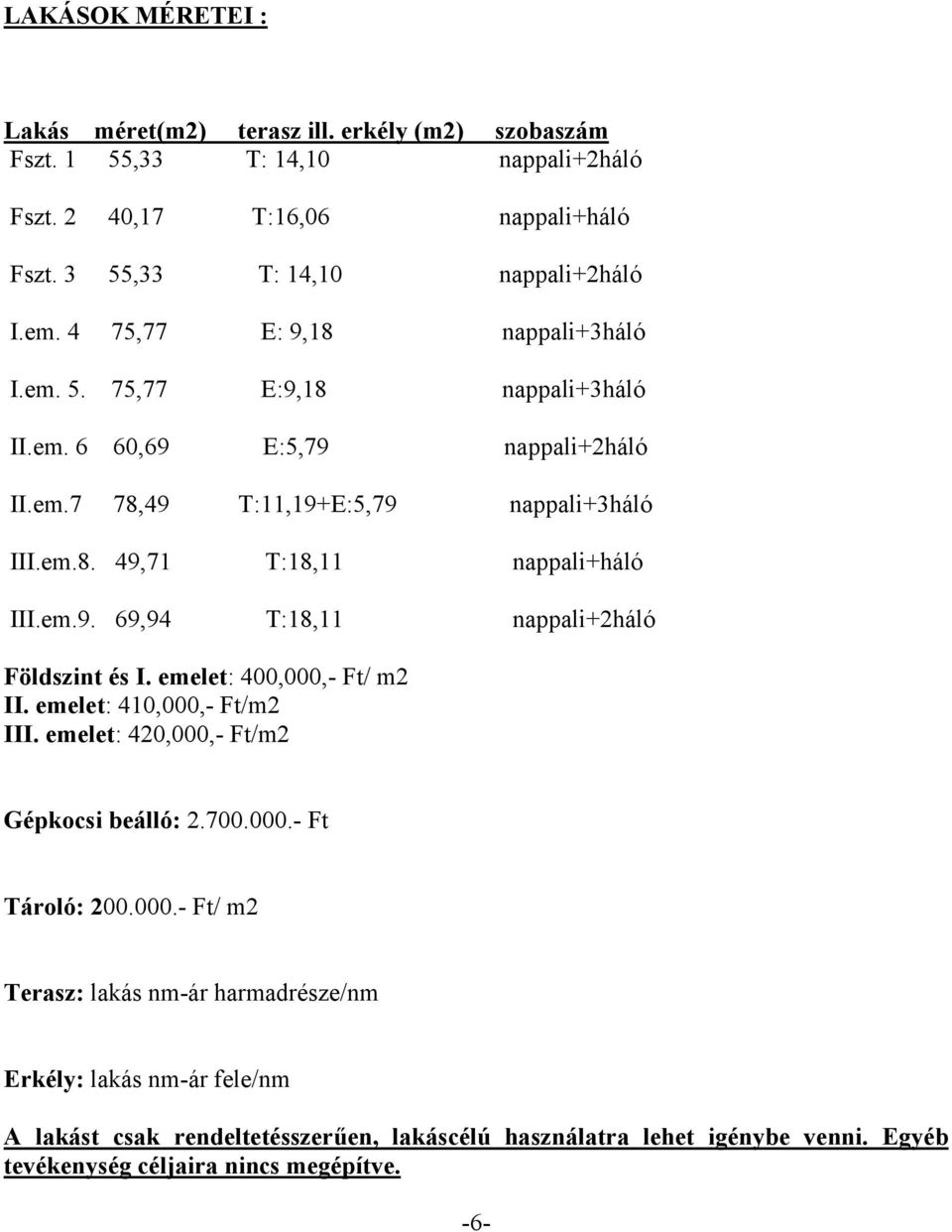 em.9. 69,94 T:18,11 nappali+2háló Földszint és I. emelet: 400,000,