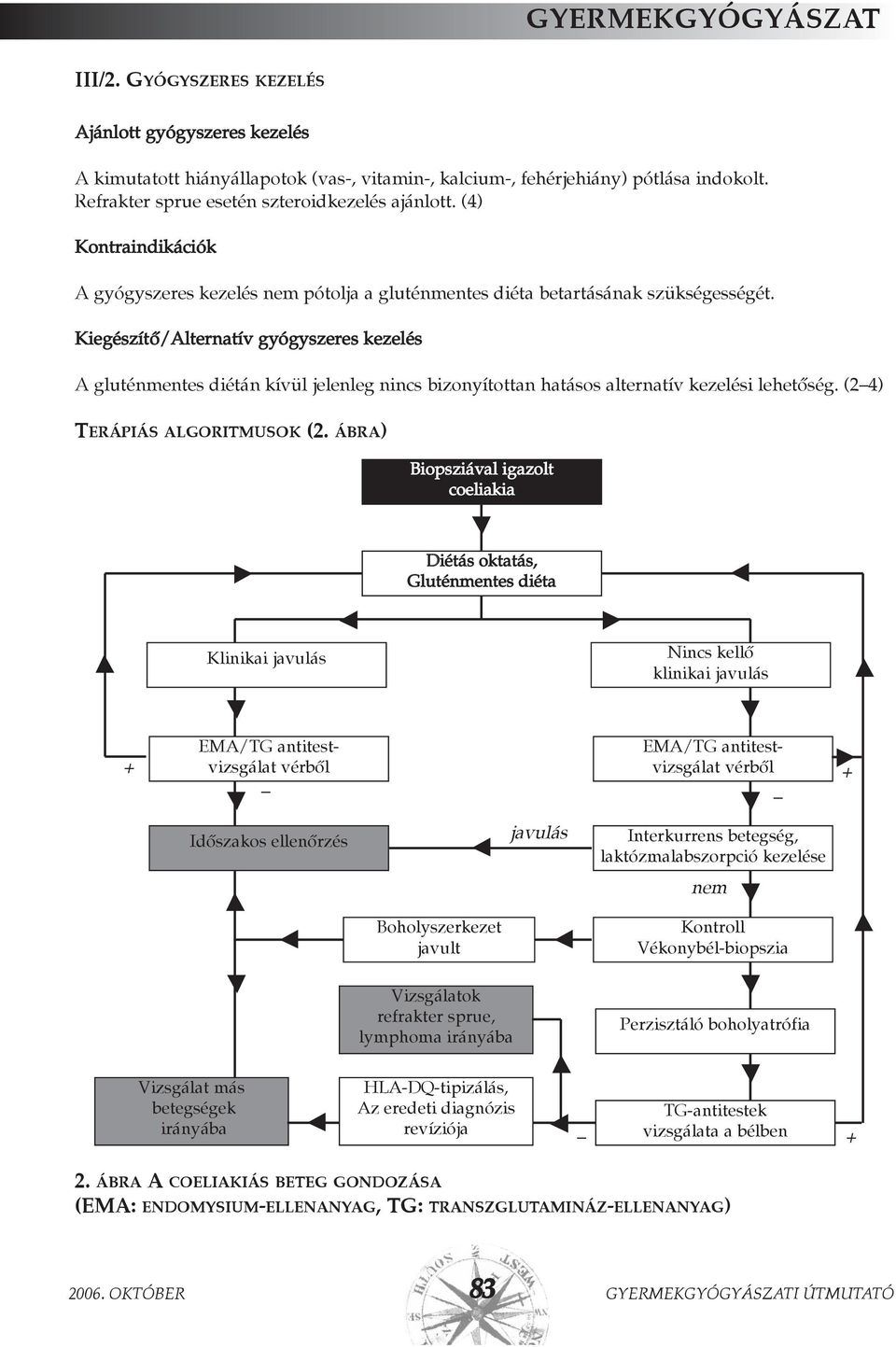 Kiegészítõ/Alternatív gyógyszeres kezelés A gluténmentes diétán kívül jelenleg nincs bizonyítottan hatásos alternatív kezelési lehetõség. (2 4) TERÁPIÁS ALGORITMUSOK (2.