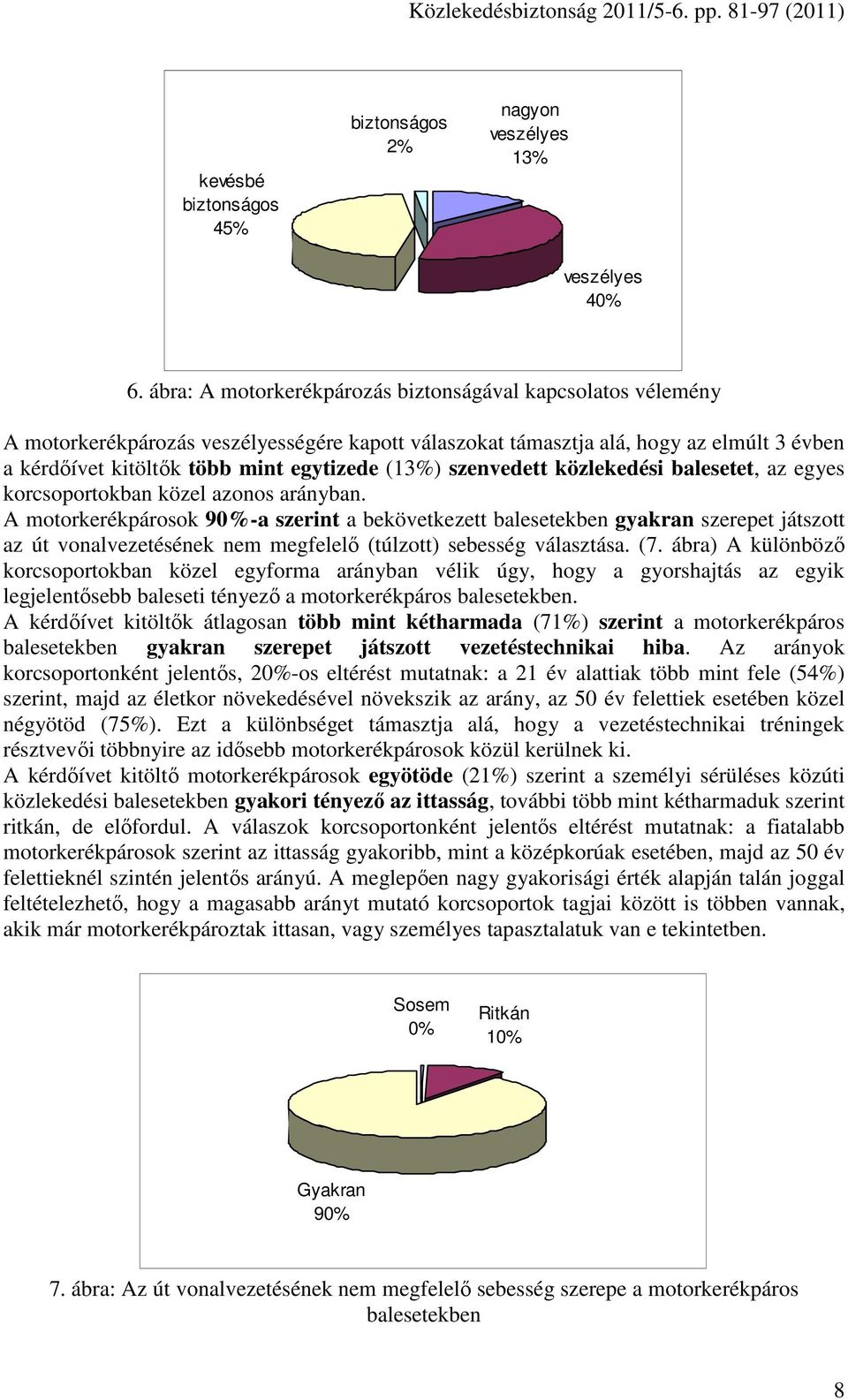 szenvedett közlekedési balesetet, az egyes korcsoportokban közel azonos arányban.