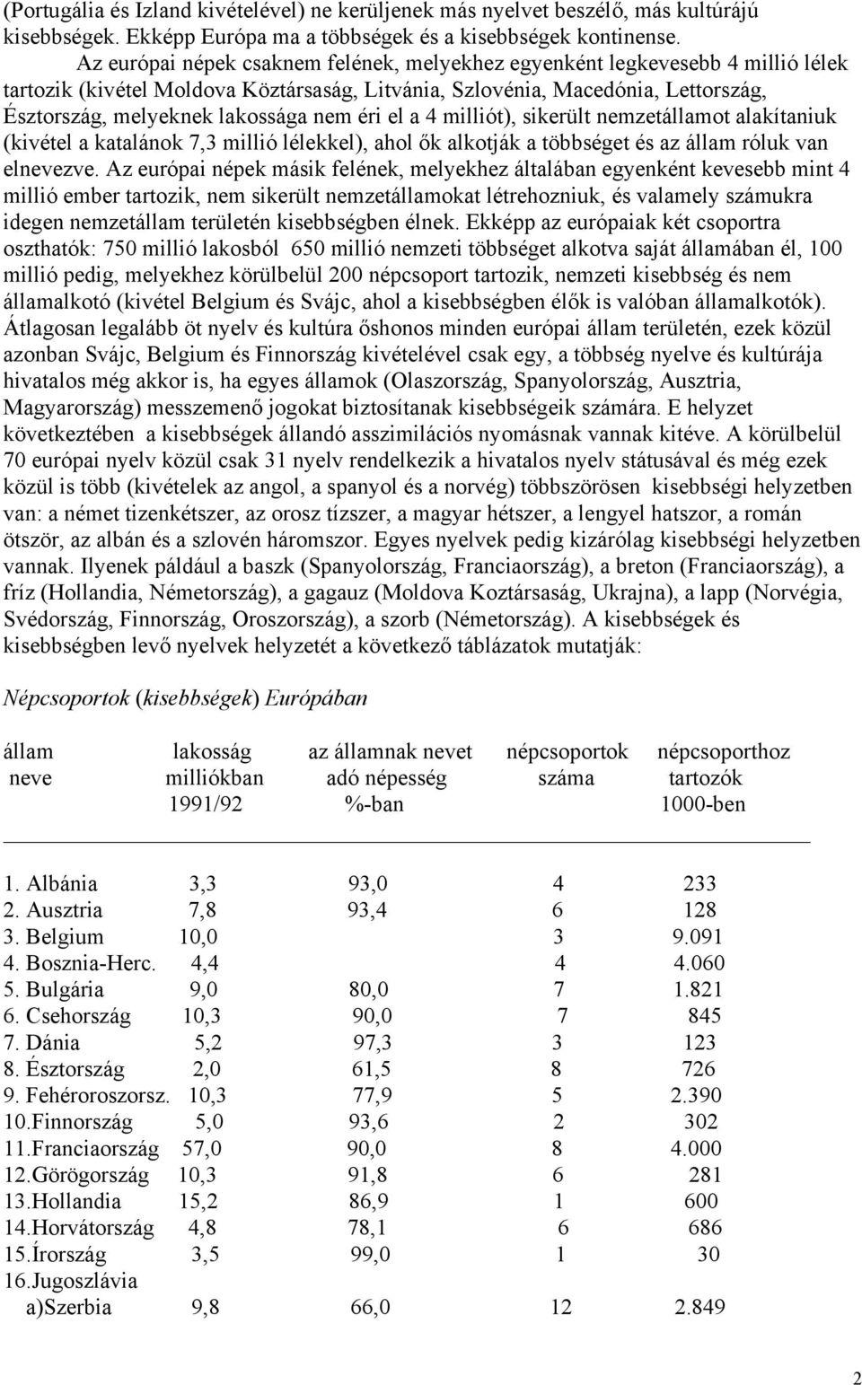 éri el a 4 milliót), sikerült nemzetállamot alakítaniuk (kivétel a katalánok 7,3 millió lélekkel), ahol ők alkotják a többséget és az állam róluk van elnevezve.