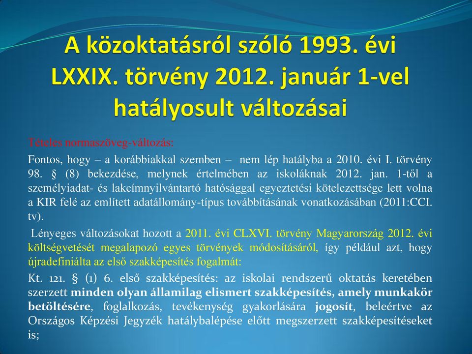 Lényeges változásokat hozott a 2011. évi CLXVI. törvény Magyarország 2012.