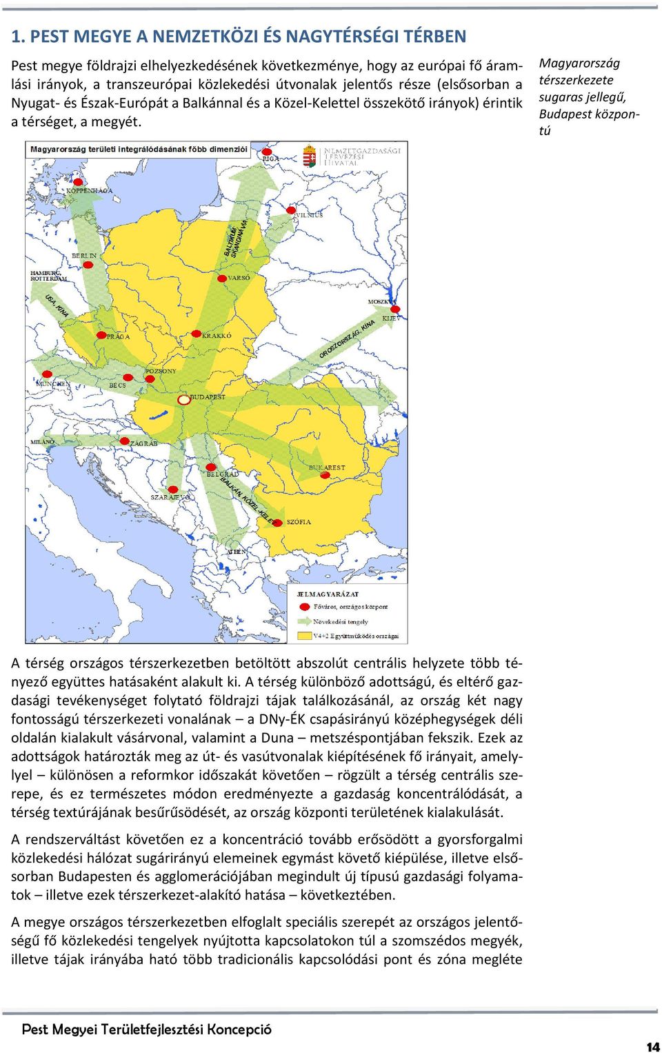 Magyarország térszerkezete sugaras jellegű, Budapest központú A térség országos térszerkezetben betöltött abszolút centrális helyzete több tényező együttes hatásaként alakult ki.