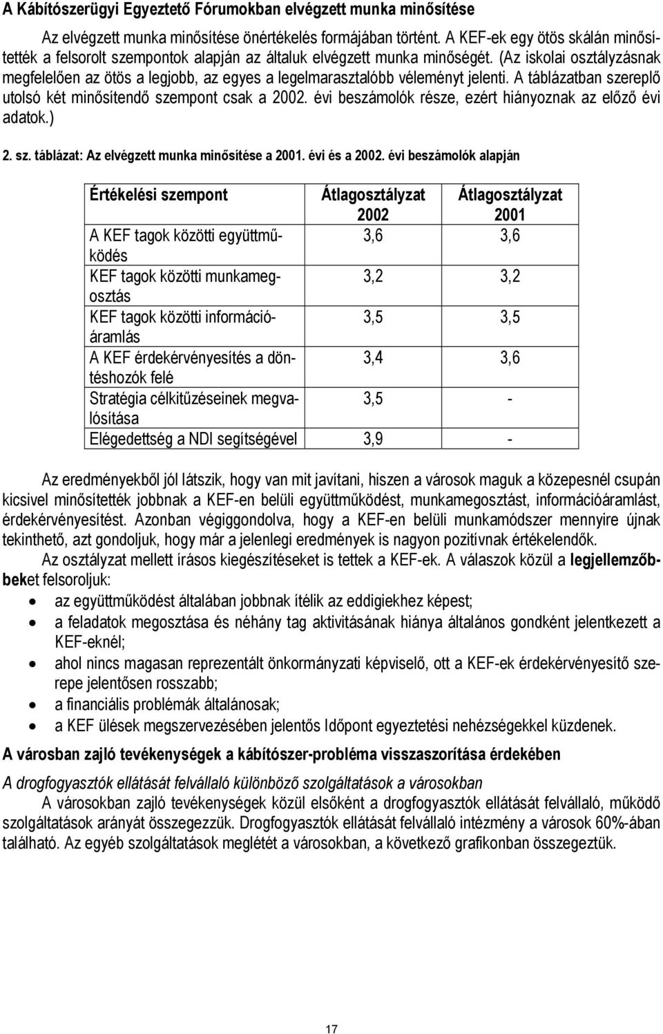 (Az iskolai osztályzásnak megfelelően az ötös a legjobb, az egyes a legelmarasztalóbb véleményt jelenti. A táblázatban szereplő utolsó két minősítendő szempont csak a 2002.