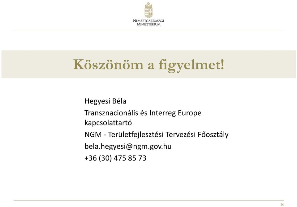 InterregEurope kapcsolattartó NGM -