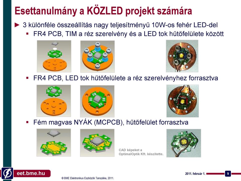 PCB, LED tok hűtőfelülete a réz szerelvényhez forrasztva Fém magvas NYÁK (MCPCB),