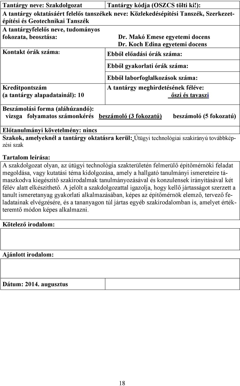 Makó Emese egyetemi docens Dr.