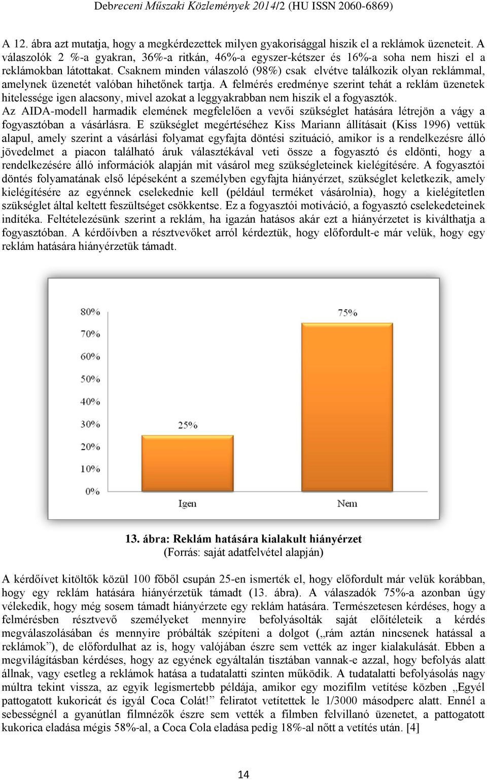 Csaknem minden válaszoló (98%) csak elvétve találkozik olyan reklámmal, amelynek üzenetét valóban hihetőnek tartja.