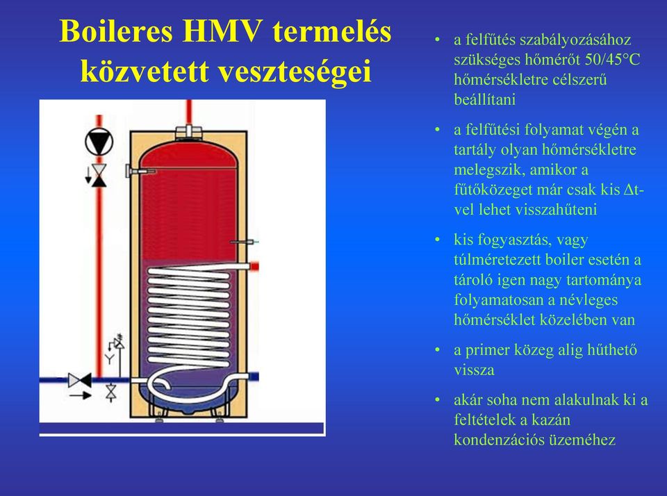 lehet visszahűteni kis fogyasztás, vagy túlméretezett boiler esetén a tároló igen nagy tartománya folyamatosan a névleges